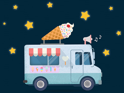 ice cream truck illustration design flat illustraion vector