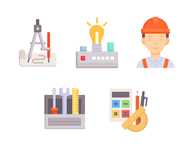 Engineering icons design engineering flat icon illustration logo vector