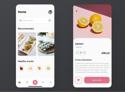 Food Scanner Health app clean ui fitness food health app ios app design recipe app
