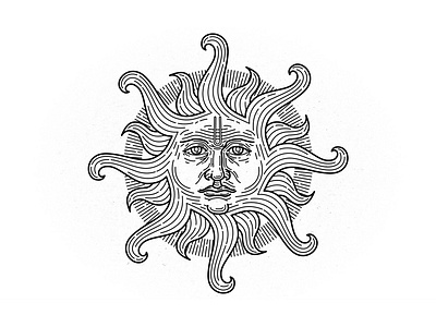 Surya Deva design engraving gravure illustration sun vector