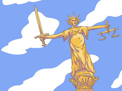 Pregnant Lady Justice for PTS advocacy blue sky brass illustration justice law maternity pregnancy pregnant pregnant then screwed procreate pts statue