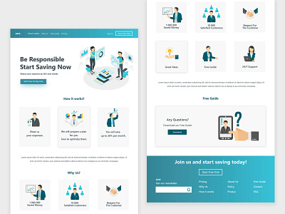 Save Landing Page design illustration ui ui design ux vector web website