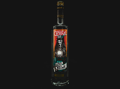 Esprit de Krewe Crystal Rum alcohol art direction artwork branding design illustration mardi gras nola skeleton southern vector