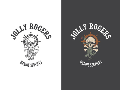 Jolly Rogers Marine Services Logo art direction branding design identity branding illustration logo typography vector
