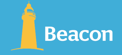 Re-designed Beacon logo (inverted colour) abovegroup ogilvy branding identity insurance logo