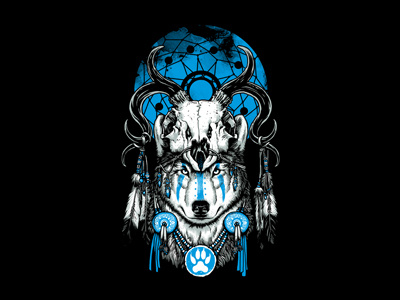 Wolf Spirit animal animals deer skull dreamcatcher illustration skull t shirt design wildlife wolf