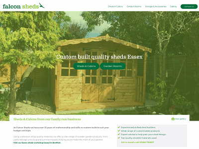 Falcon Sheds website design & development