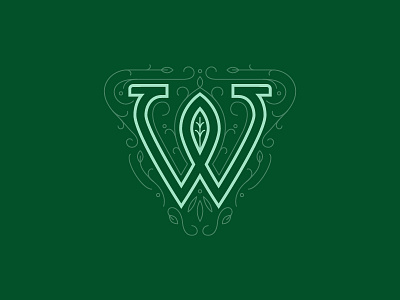 WIP monogram for The Woodlands, luxury senior living branding design logo luxury mark monogram typography vector