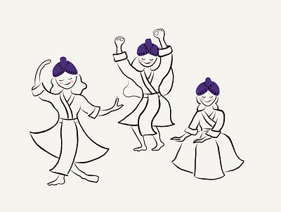 Groovy Hmong Gals dance design fun illustration practice procreate