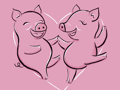 Fat & happy cute animals food fun illustration pigs