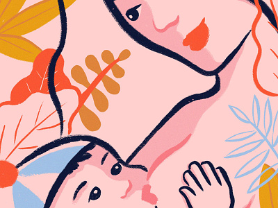 For the MN Breastfeeding Coalition breastfeeding gouache illustration mom motherhood paint