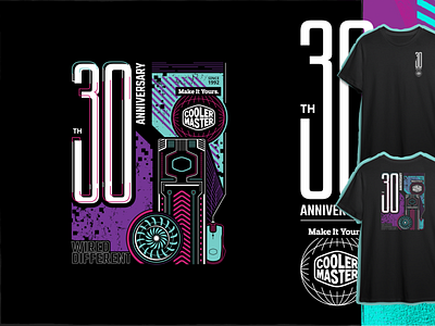 Cooler Master 30 aniversario anniversary camiseta cooler master digital graphic design illustration logo logotipo merch mockup presentation thirty vector