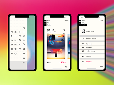 Art Auction Mitsuo Katsui app art auction app auctions design mobil ui mobile app design mobile ui ui