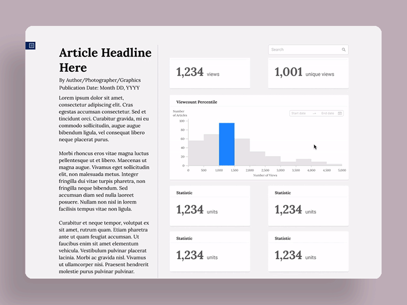 Newspaper Archives & Analytics: Dashboard + Search design ui ux web