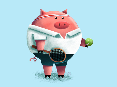 Tennis Pig illustration personal project procreate threadless