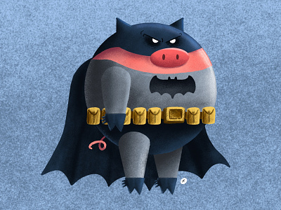BATPIG batman batpig illustration ipadpro personal project pig procreate