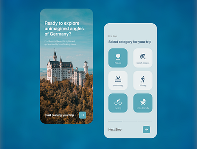Explore Germany app app design application blue design holiday travel ui ux vacation