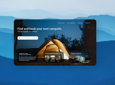 Find a campsite camping landing page ui ux webdesign
