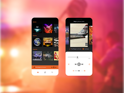 Music Player app app design application black design music musicplayer orange ui ux