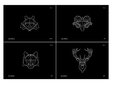 LINE ANIMALS full series adobe illustrator animal deer illustration line animals lines racoon ram reduced series sketch wolf