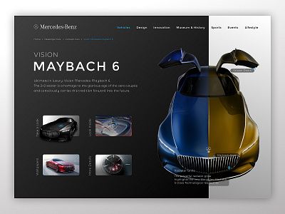 Vision Maybach Concept black blue car concept dark dark mode dark ui design design app gold maybach maybach6 mercedes vision web web design webdesign website website concept website design