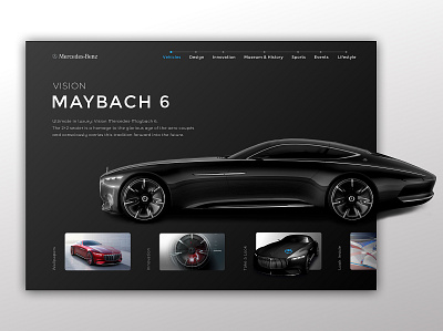 Vision Maybach Concept II black black and white blackandwhite blue car concept concepts dark dark app dark mode dark ui design maybach mercedes ui vision web webdesign website