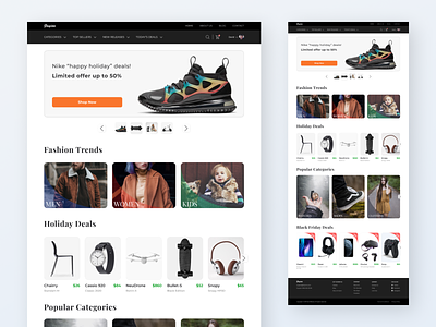 E-Commerce Website Design app black branding clothing commerce concept dark design ecommerce fashion illustration mobile mobile ui nike sale shop shopping ui web webdesign
