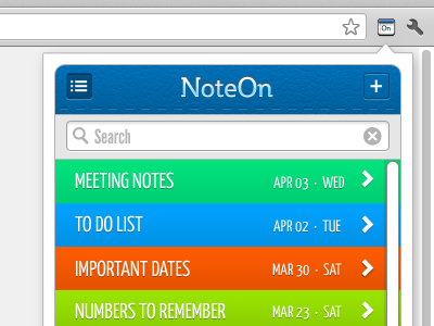 NoteOn - Chrome Extension chrome extension icon ui ux