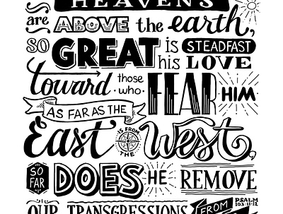 Verse Art - Psalm 103:11-12 banner compass illustration ipad pro lettering lettering art lettering artist love procreate app psalm sun typography verse