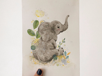 Baby elephant acrylic children illustration colorpencil cuteelephant cuteillustration elephant elephants illustration illustrator pencil watercolor watercolorpencil