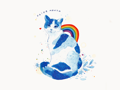 Pride cat acrylic colorpencil illustration pencil pride 2019 pridemonth watercolor watercolorpencil