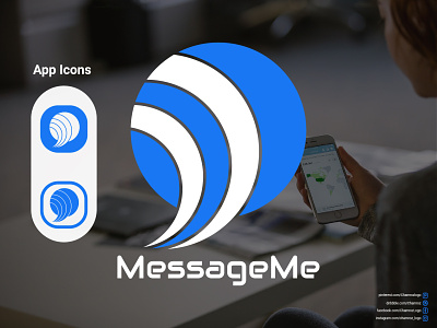 Messenger App Icon and logo (Message me) branding logo