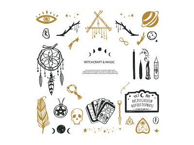 Witchcraft and Magic. Spiritual collection alchemy coven illustration spiritual spirituality stickers tattoo vector vintage witch witchcraft