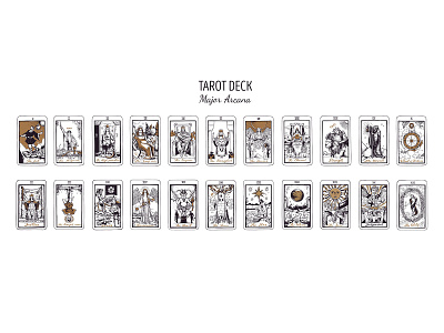 Tarot deck Major arcana arcana magic tarot vector vintage witchcraft