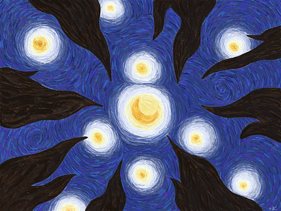 Looking up at The Starry Night design illustration starry night vangogh