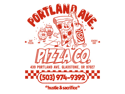 Portland Ave. Pizza Tee graphic graphic design pizza tee typogaphy