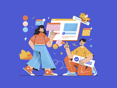 Interface Monster • Illustration branding character collaboration colorful designing flat geometric illustration interface morva pattern together vector working