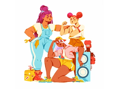 Squad character character design design girl gang illustration maxpacks procreate squad