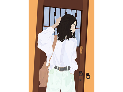 korean girl asian girl girl girl character girl illustration illustration korean orange vector