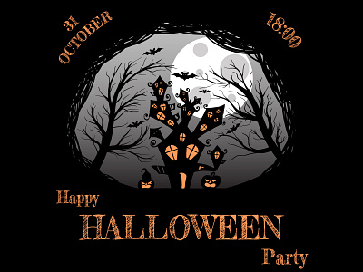 Halloween Party bat blood card castle creepy dark dribbbleweeklywarmup event flyer ghost holiday horror night number october party poster pumpkin