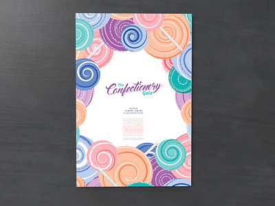 Gala Poster bold color candy fundraiser gala illustraion lollypop poster typography