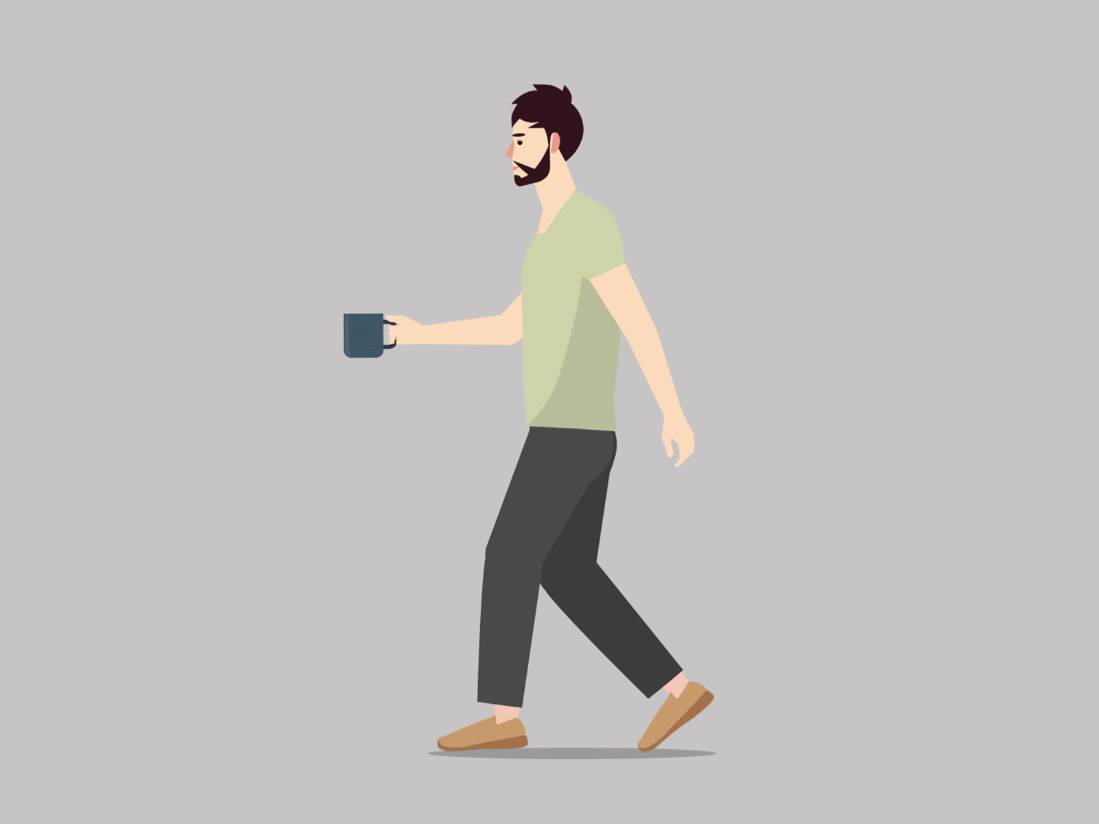 walking with coffee 2d animation animated gif coffee cup illustration man person rigging splash walking