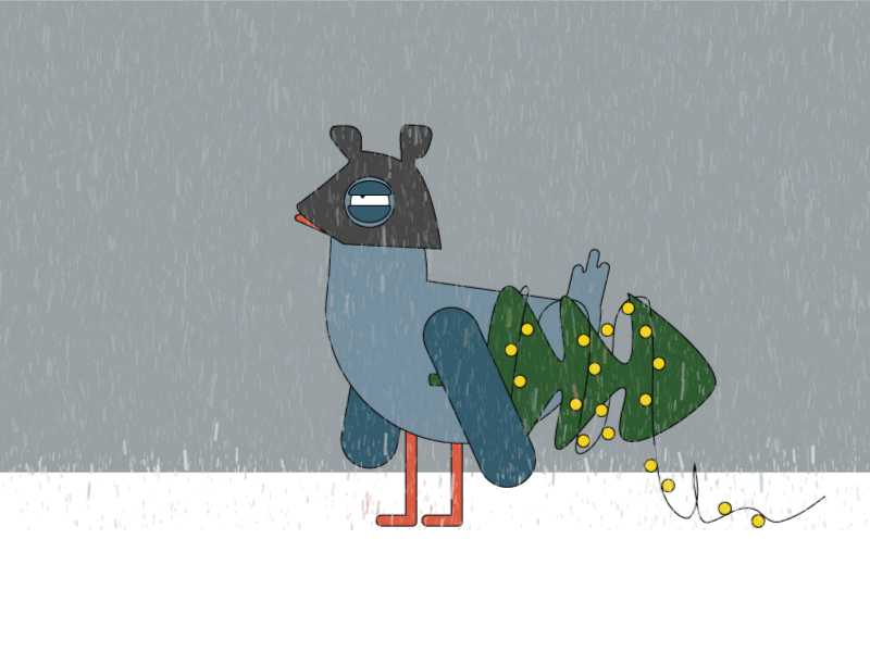 New year mood illustration new year pigeons snowflake