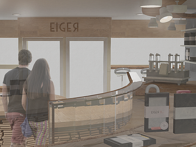 Eiger Chocolate Shop Interior Design 3d 3d art 3d artist 3d illustration 3d modeling architectural visualization branding chocolate packaging chocolate shop design floorplan furniture design interior architecture interior design interior designs lighting design logodesign packaging packaging design visualisation