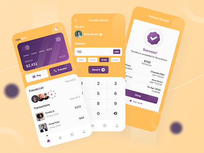 Hanbank - Finance App Design app atm bank app banking design design app dribbble figma finance finance app flat ios app mobile orange purple shot ui
