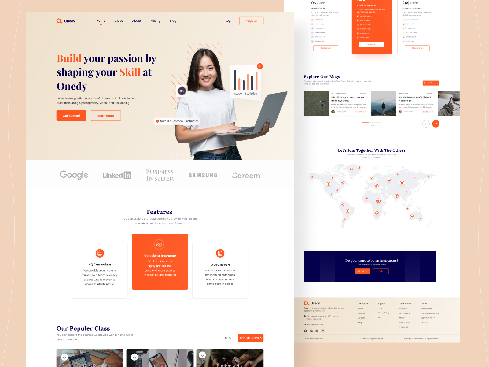 Onedy - Online Course Landing Page 📚 by Nazmi Javier ⚡️ on Dribbble