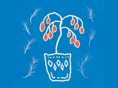 Blue tree artwork bitmap botanical colorful digitalart flower flower illustration graphicdesign illustration ink plant illustration plants procreate retro texture