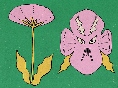 Flower from differnet planet. cartoon illustration character flower illustration ink plant illustration plants procreate retro texture