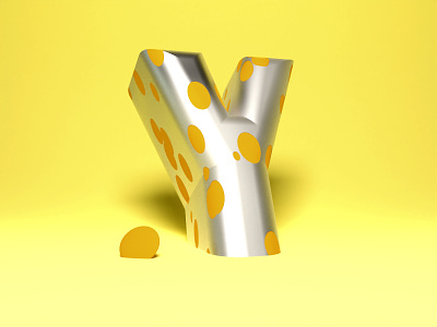 36 Days of type — Y 36days y 36daysoftype 3d alphabet aluminium blender blender3d dot foil letter spots sunny typography yellow