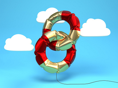 36 Days of type — 8 36days 8 36daysoftype 3d alphabet baloon baloons blender blender3d clouds digit gold letter number red sky typography